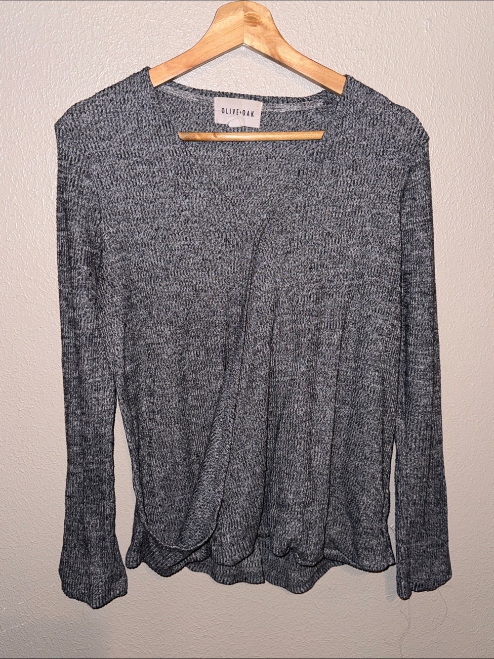 Olive & Oak Charcoal Ribbed Knit Long Sleeve Top